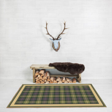 Heather Green Tramline Border Rug