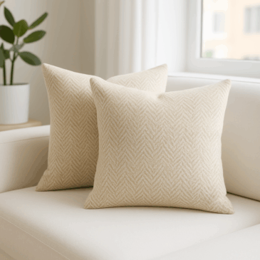 Cream Herringbone Cushion Cover