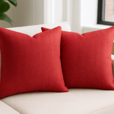 Red Herringbone Cushion Cover