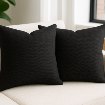 Black Tweed Herringbone Cushion Cover