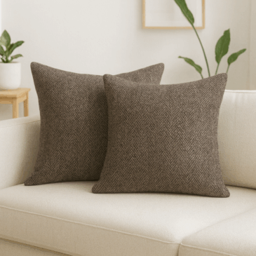 Coffee Herringbone Cushion Cover