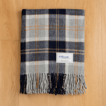 Bannockbane Silver Wool Check Throw