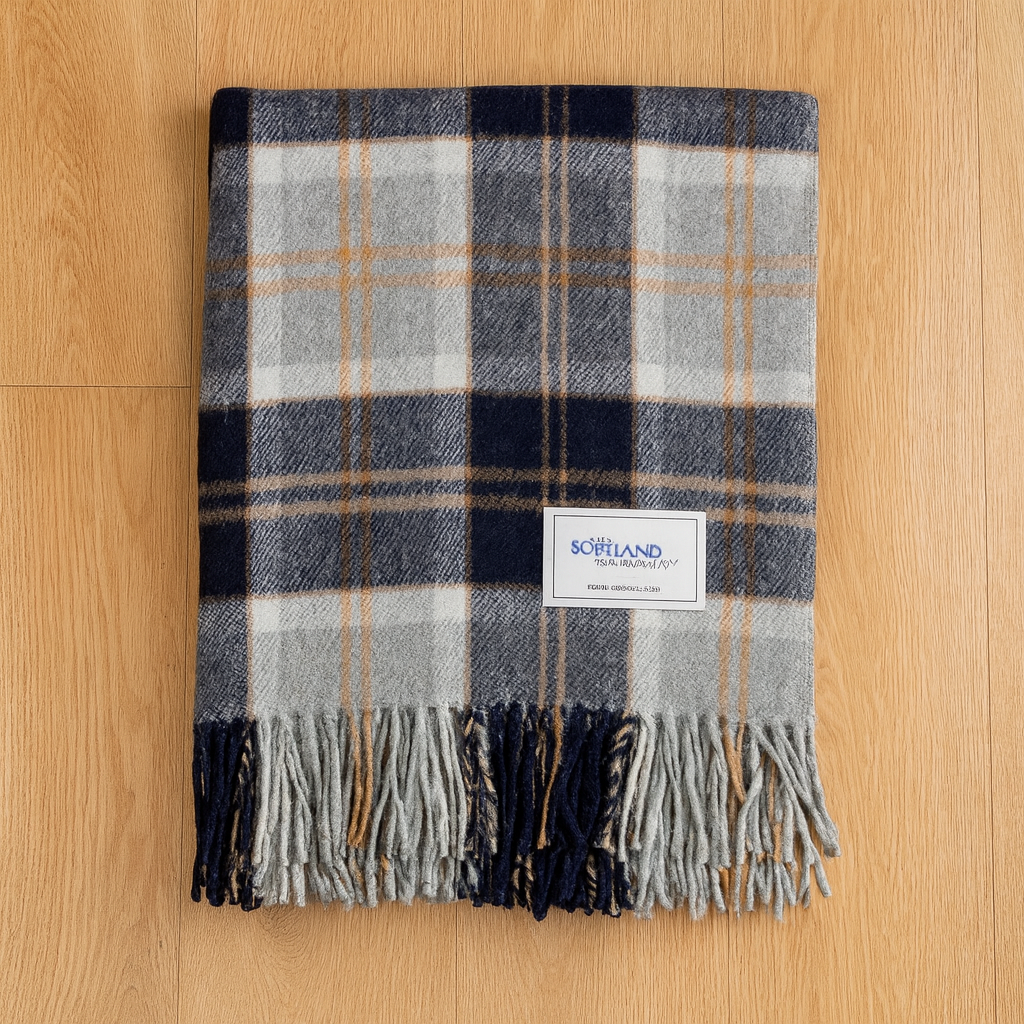 Bannockbane Silver Wool Check Throw